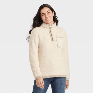 Knox Rose Cream Sherpa Quarter Zip Pullover